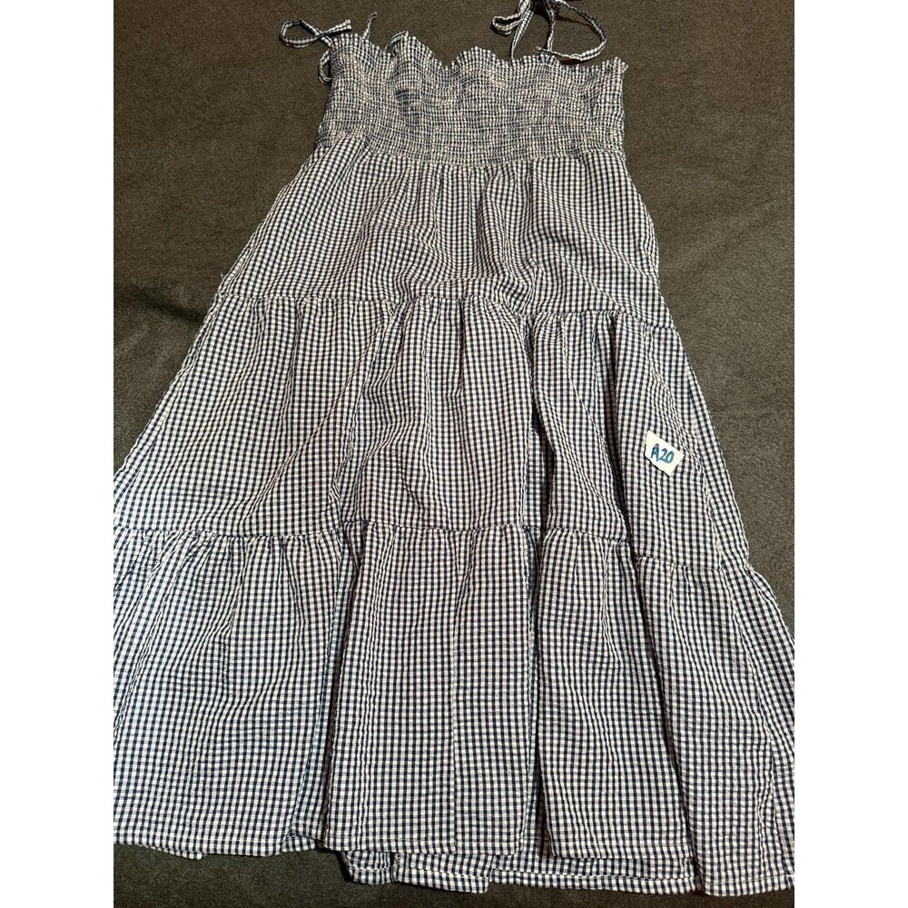 If She Loves Dress Womens S Blue Gingham Smocked Tie Strap Maxi Sundress Summer